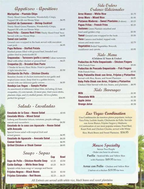 las vegas cuban menu.